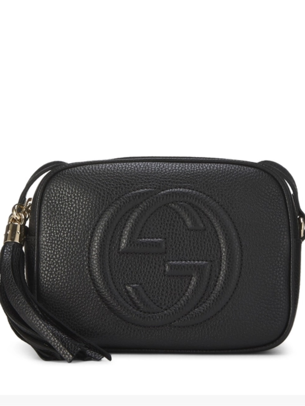 Gucci Black Pebbled Leather  Soho Disco Bag with Tassel